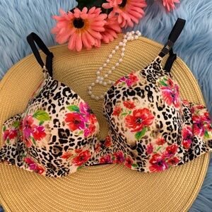 Victoria's Secret Floral Leopard Print Demi Bra NEW 36C